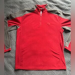 North Face TKA 100 fleece, red and gray, men’s size medium